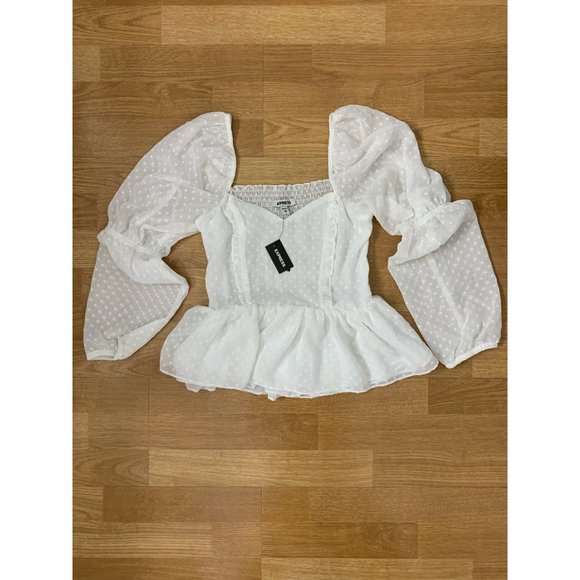 white ruffle peplum top